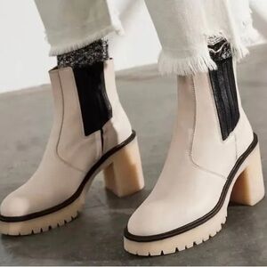 NEW Free People James Chunky Platform Heel Leather Ankle Boots 39/ 8.5